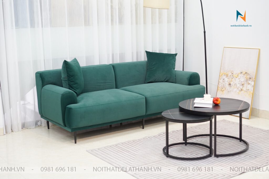 Chiếc Sofa Màu Xanh được thiết kế theo phong cách Bắc Âu hiện đại rất đẹp mắt