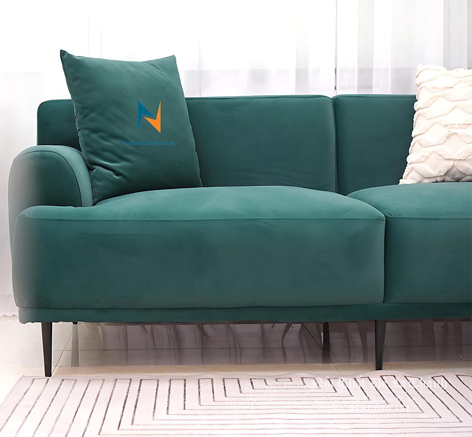 Văng sofa bọc nỉ màu xanh cổ vịt rất đẹp mắt