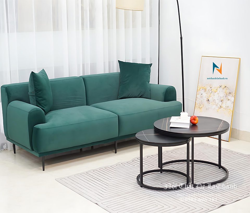Chiếc Sofa Màu Xanh dài 2m2 được thiết kế theo phong cách Bắc Âu hiện đại rất đẹp mắt
