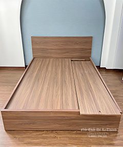 Ảnh thực tế chiếc giường gỗ ép hiện đại 1m6