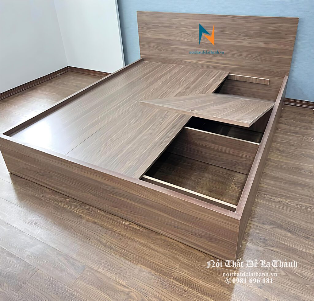 Giường gỗ ép 1m6 x 2m hoặc 1m8 x 2m lõi MDF phủ melamine chống xước