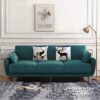 Chiếc văng sofa bọc nỉ màu xanh cổ vịt, dành cho 3 người ngồi, kích thước dài 2m, thiết kế theo phong cách hiện đại