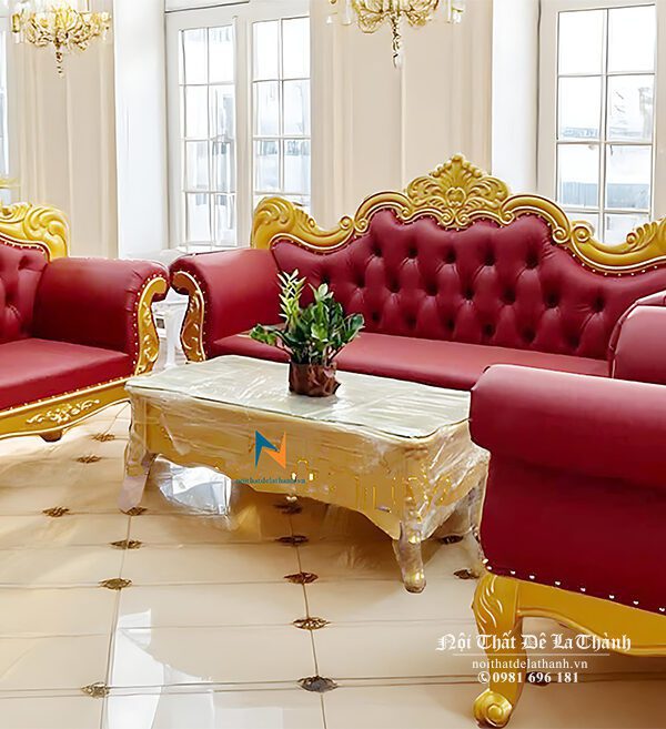 Bộ bàn ghế sofa tân cổ điển giá rẻ gồm 1 văng dài, 2 ghế đơn, 1 bàn trà, rất dễ setup với nhiều không gian khác nhau