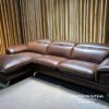 Bộ sofa da bò thật phân khúc cao cấp với chất liệu khung gỗ thông, đệm mút latex, da bò Ý Mastrotto, kích thước 2m8x1m8x1m