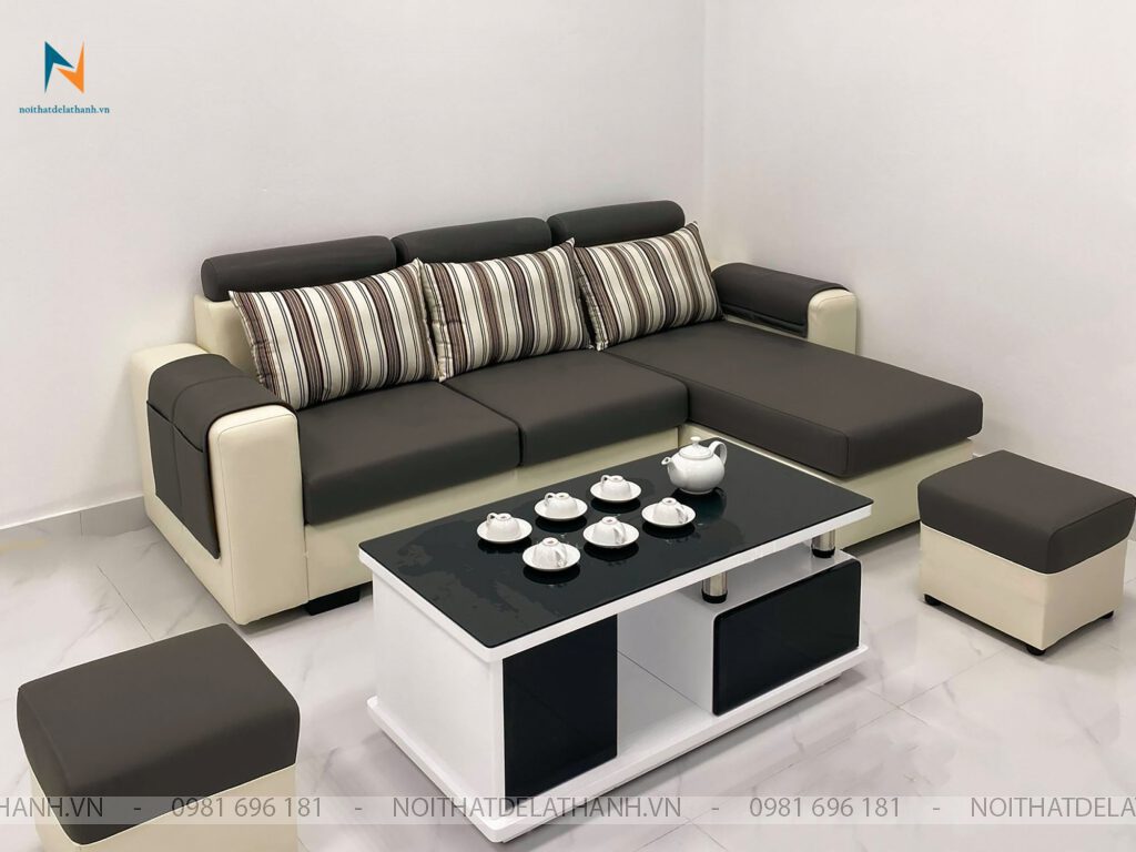 Chiếc Sofa Nỉ Giá Rẻ mix giữa 2 màu đen trắng theo phong cách cổ điển mang lại vẻ đẹp giản dị