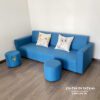 Sofa mini giá rẻ dành cho phòng trọ, căn hộ mini, bọc nỉ màu xanh dương, kích thước 1m6x70cm, dành cho 2 người ngồi