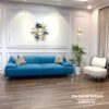 Chiếc văng sofa 2m2 thiết kế theo phong cách sofa Bắc Âu (Nordic) với màu nhung xanh rất đẹp mắt