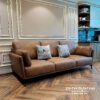 Chiếc văng da lộn rất đẹp mắt, khung gỗ tự nhiên, mút K43 đàn hồi cao cấp, văng dài 2m2 phù hợp với nhiều không gian phòng khách khác nhau