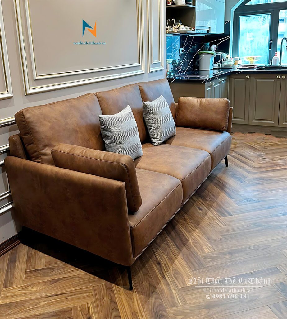 Sopha văng da lộn 2m2 được thiết kế theo phong cách hiện đại