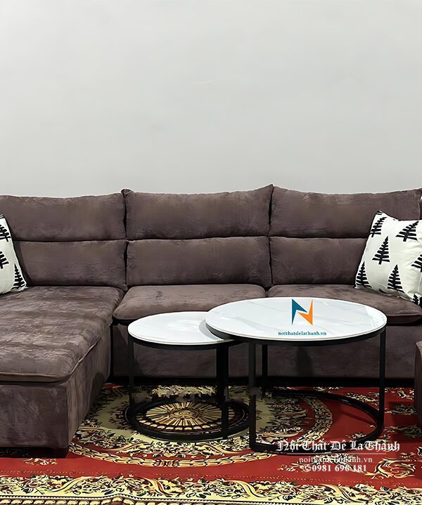 Bộ sofa góc chữ L màu hạt dẻ sản xuất bởi Nội Thất Đê La Thành