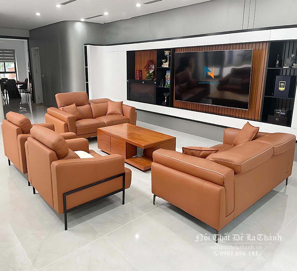 Bộ salong da microfiber phân khúc cao cấp phù hợp cho các không gian như biệt thự, nhà liền kề