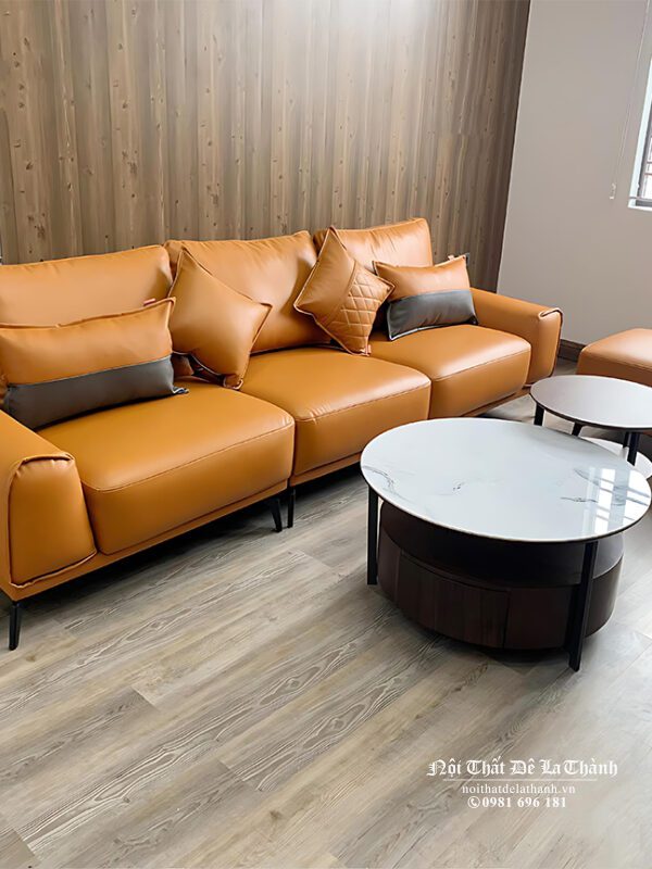 Bộ sofa da giá rẻ phù hợp với các căn phòng khách có độ rộng khoảng 20m2