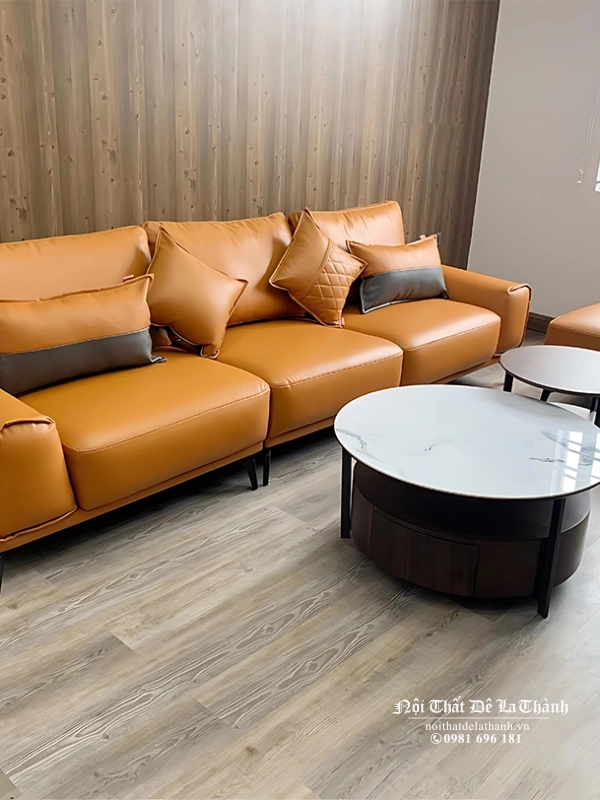 Bộ sofa da giá rẻ phù hợp với các căn phòng khách có độ rộng khoảng 20m2