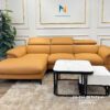 Bộ sofa góc chữ L màu ginger, có 3 tựa, thiết kế theo phong cách hiện đại