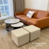 Bộ ghế sofa dành cho phòng khách nhỏ gồm 1 văng dài 2m, 1 đôn 80cm, 2 đôn nhỏ 40cm, khung gỗ tự nhiên, mút k43, da cleo rất hiện đại và đẹp mắt