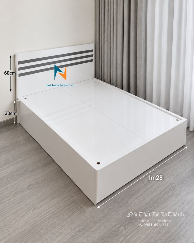 Kích thước chiếc giường gỗ công nghiệp 1m2