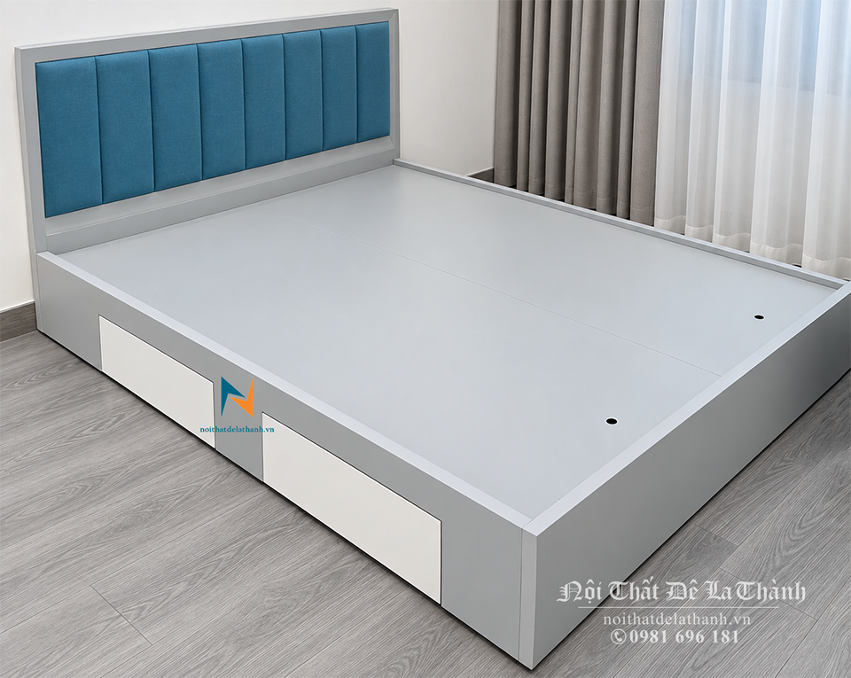 Giường ngủ MDF 1m6x2m đầu giường bọc nệm cao 90cm