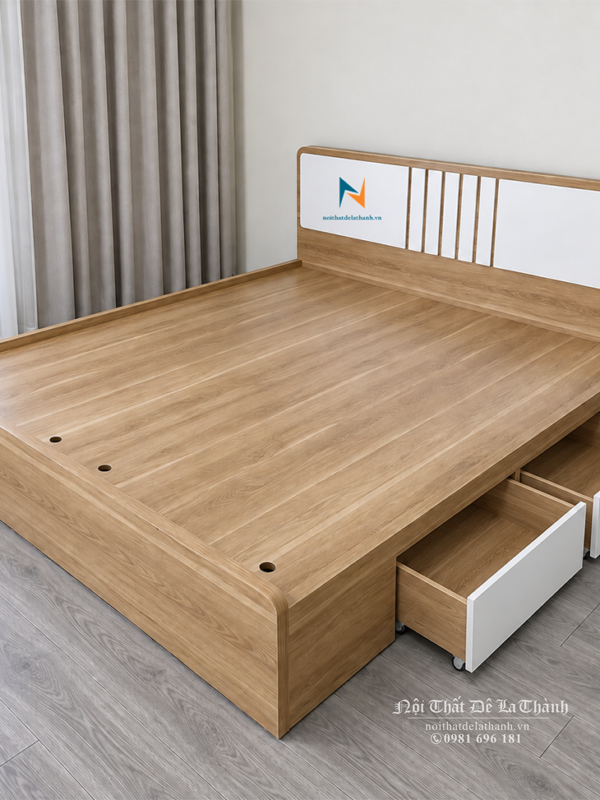 Giường Ngủ Gỗ Công Nghiệp MDF Có Ngăn Kéo 1m80