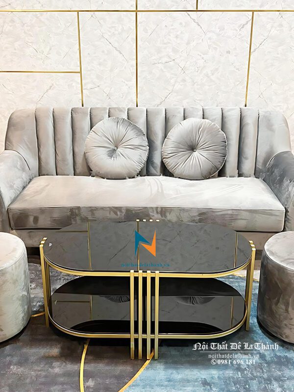 Sofa văng nỉ 1m8 có thể phối với nhiều kiểu bàn trà đơn khác nhau