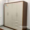 Tủ áo 1m6x2m, phong cách hiện đại, màu nâu đỏ pha cánh màu ghi