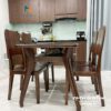 Bộ bàn ăn gỗ sồi Nga 4 ghế có giá để đồ dưới gầm bàn