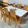Bàn Ăn Mặt Đá Chân Gỗ