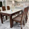 Bộ bàn ăn gỗ tự nhiên 6 ghế này rất phù hợp cho các không gian sang trọng như biệt thự, nhà liền kề