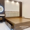 Giường cưới hiện đại đầu gắn nệm nỉ 12 mảnh, hai bên có 2 ngăn kéo, chất liệu gỗ MDF, kich thước 1m8x2m