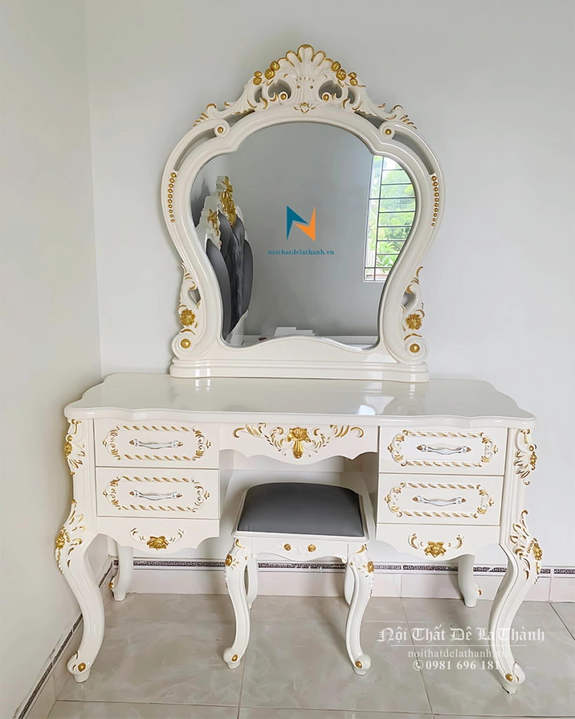 Bộ Bàn Trang Điểm 1m2 Trong Combo Nội Thất Phòng Ngủ Tân Cổ Điển