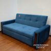 Chiếc sofa bed thông minh có điểm nhấn là 2 tay gỗ sơn mài lộ thiên, tạo vẻ sang trọng và cứng cáp cho sản phầm
