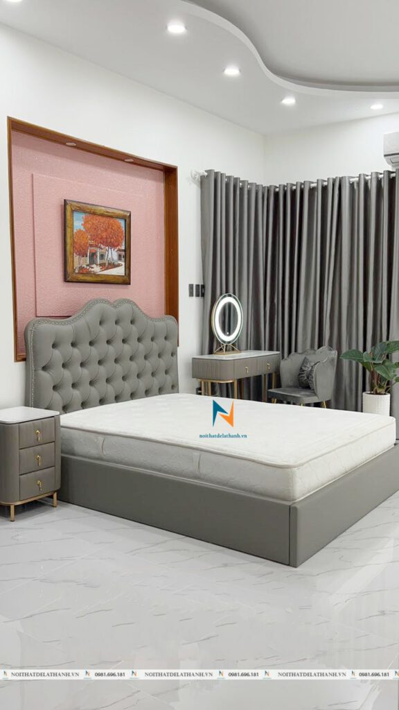 Chiếc giường bọc nỉ hoặc bọc da tôn thêm vẻ sang trọng cho không gian phòng ngủ của bạn!