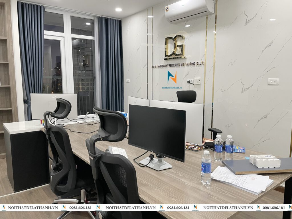 Thiết kế thi công nội thất văn phòng: công trình thực tế Nội Thất Đê La Thành thiết kế và thi công cho công ty DG tại KĐT Nam Trung Yên