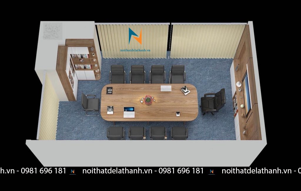 Công ty thiết kế nội thất Hà Nội: thiết kế phòng họp 3D nhìn từ trên cao