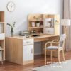 Bàn học thiết kế dành cho bạn nam cấp 3, có thể kê ở góc 2 bức tường hoặc kê độc lập bên ngoài: gồm tủ để đồ, hộc để đồ, giá sách rất tiện lợi
