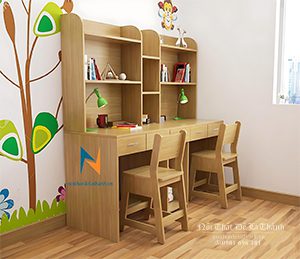 Bàn Học Đôi Có Giá Sách