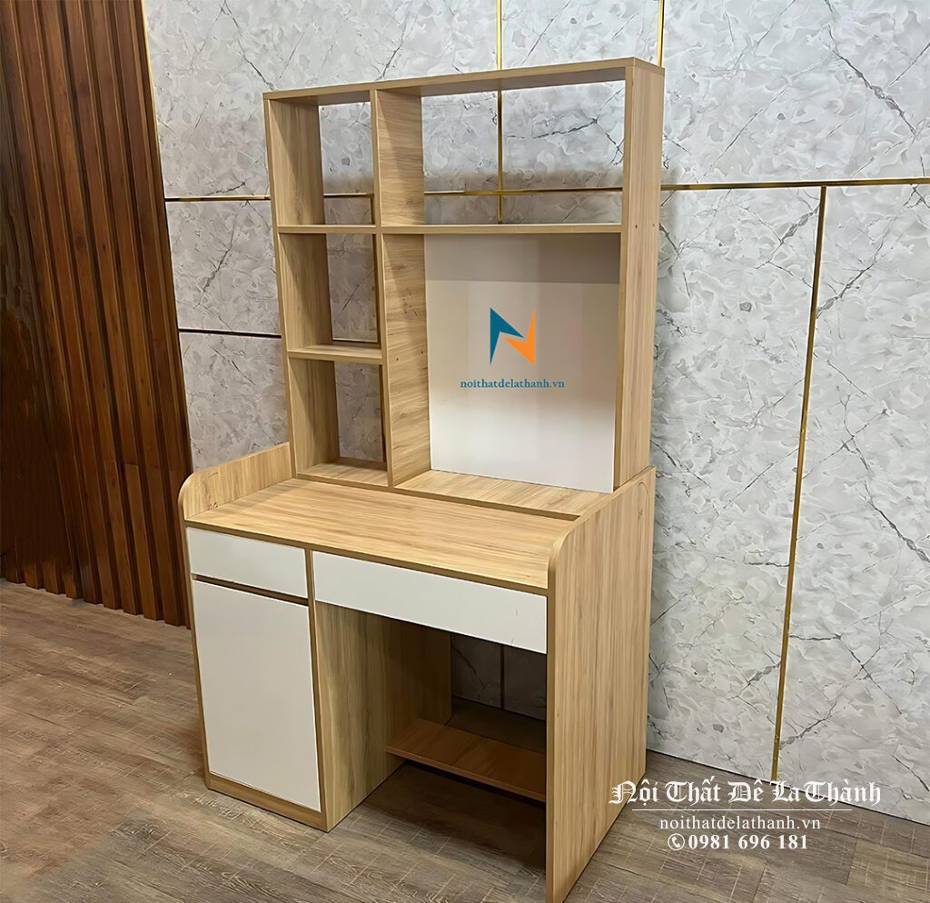 Bàn học đơn dành cho học sinh nam và bé trai, 80cm, gỗ công nghiệp, màu 388 pha màu trắng, đơn giản mà đẹp