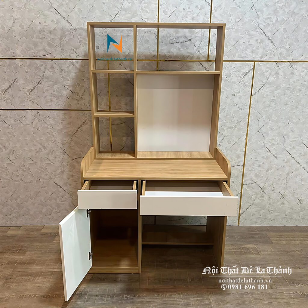 Bàn học đơn giản gỗ công nghiệp thiết kế hiện đại, kích thước 80cm, màu 388 pha màu trắng, sản xuất bởi Nội Thất Đê La Thành