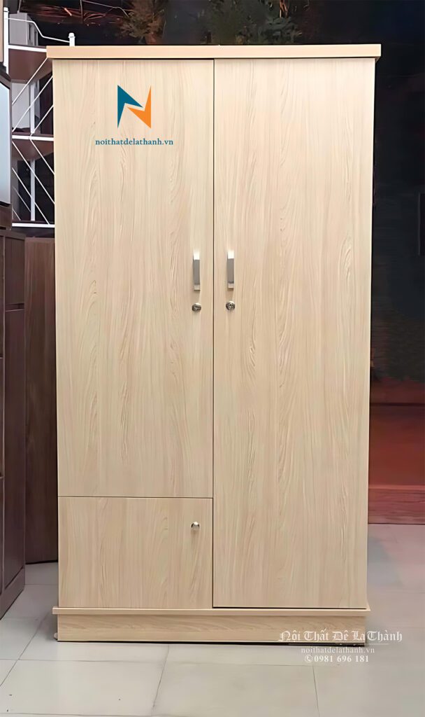 Chiếc tủ quần áo gỗ công nghiệp giá rẻ dành cho sinh viên, kích thước 80cmx2m, màu vàng 388