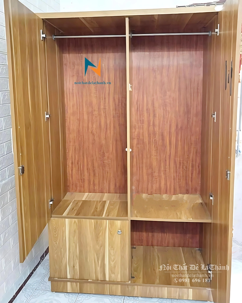 Thiết kế bên trong chiếc tủ 2 cánh giá rẻ tại Nội Thất Đê La Thành