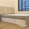Combo nội thất phòng ngủ thiết kế theo phong cách hiện đại tối giản, chất liệu MDF, gồm giường 1m6x2m, đầu cao bọc nhung 4 tấm, 2 ngăn kéo, tủ 1m6x2m6 cánh lùa, bàn phấn treo 60cm gương tròn