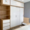 Combo giường tủ gỗ công nghiệp giá rẻ, chất liệu gỗ công nghiệp MDF, gồm tủ cánh lùa 2mx2m6, giường 1m6x2m, bàn học 1m6 x 2m6, 2 táp treo + vách ốp 40m x 90cm