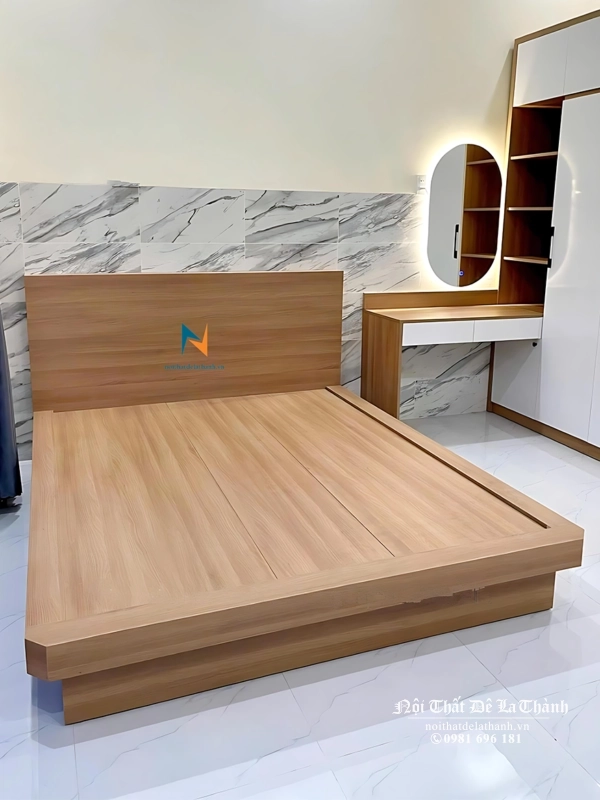 Combo giường tủ phong cách tối giản với chiếc giường bay kiểu Nhật phù hợp với những chiếc phòng ngủ vừa và nhỏ