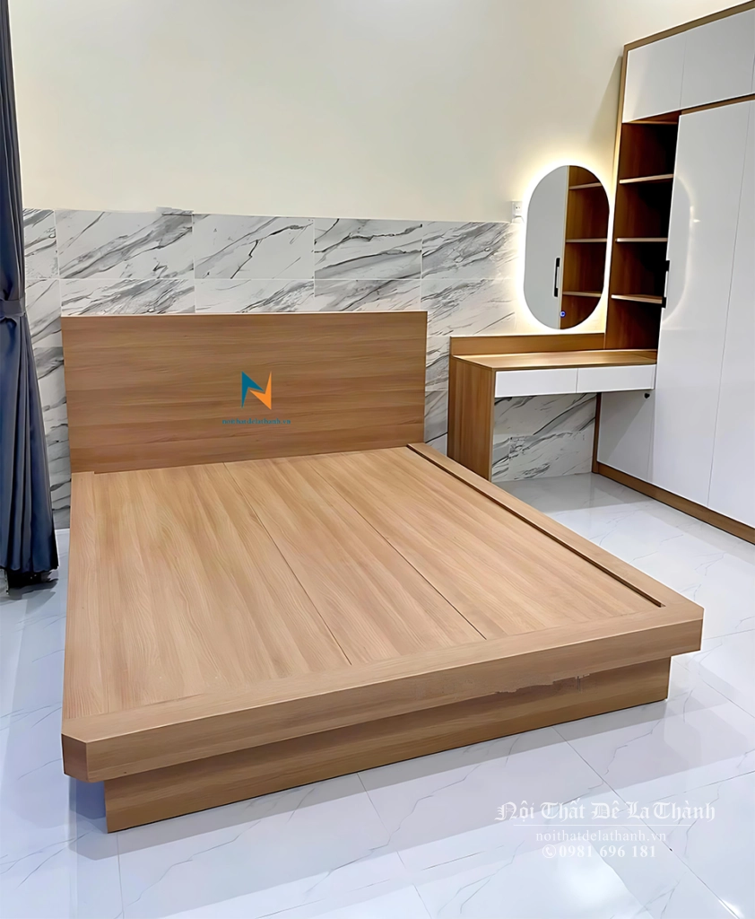 Combo giường tủ phong cách tối giản với chiếc giường bay kiểu Nhật phù hợp với những chiếc phòng ngủ vừa và nhỏ
