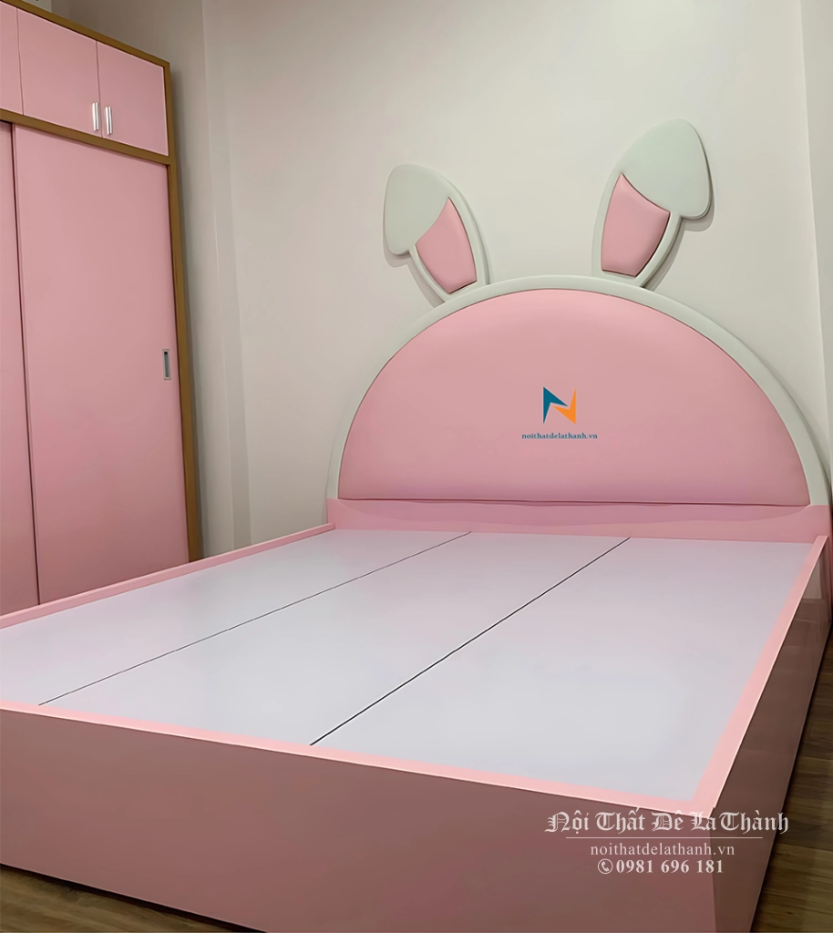 Combo phòng ngu hiện đại cho nữ, thiết kế theo phong cách decor, tone màu hường, gồm tủ cánh lùa 2mx2m45; giường 1m6 tai thỏ, bàn phấn decor 1m2 kèm ghế và gương led rất đẹp mắt