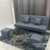 Sofa gấp thích hợp khi đi kèm với 1 chiếc bàn trà kim cương có khối lượng nhẹ