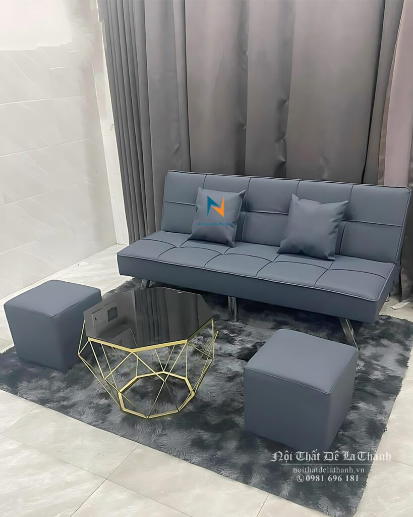 Sofa gấp thích hợp khi đi kèm với 1 chiếc bàn trà kim cương có khối lượng nhẹ