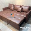 Chiếc sofa bed có ngăn chứa đồ, kích thước 2m6-2m8 x 1m6-1m8, được thiết kế 2 trong 1 (vừa làm ghế sofa, kéo ra biến thành chiếc giường ngủ); đây là loại sofa thông minh có ngăn chứa đồ phía dưới