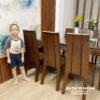 Bộ bàn ăn 6 ghế gỗ sồi phun màu óc chó bàn giao cho căn nhà phố tại Hà Nội