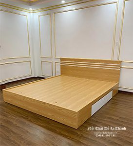 Giường 2m2 màu sồi phong cách hiện đại