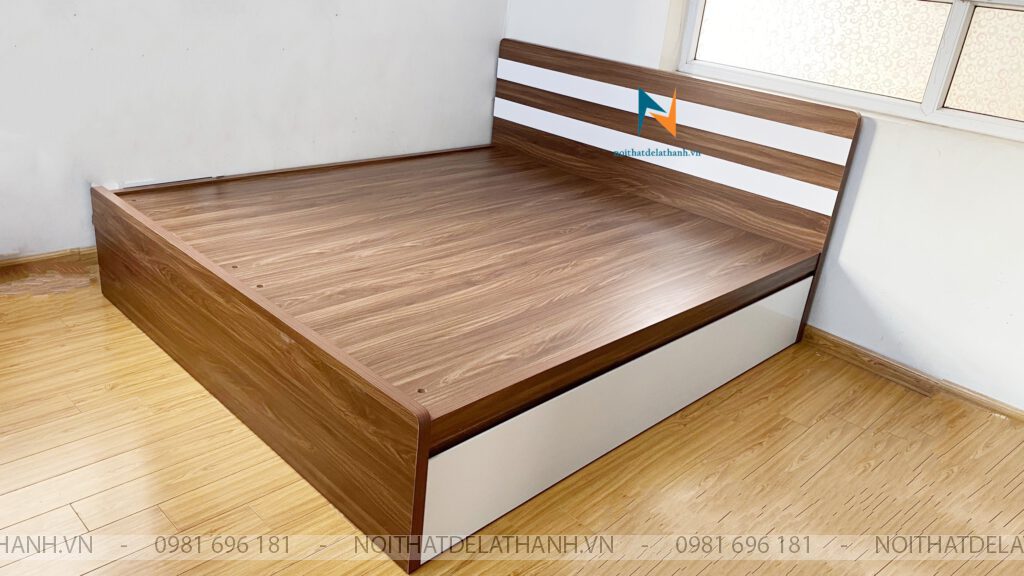 Chiếc giường ngủ thông minh 2 trong 1 dành cho người lớn kích thước 1m8 x 2m, chất liệu gỗ MDF phủ melamine chống xước